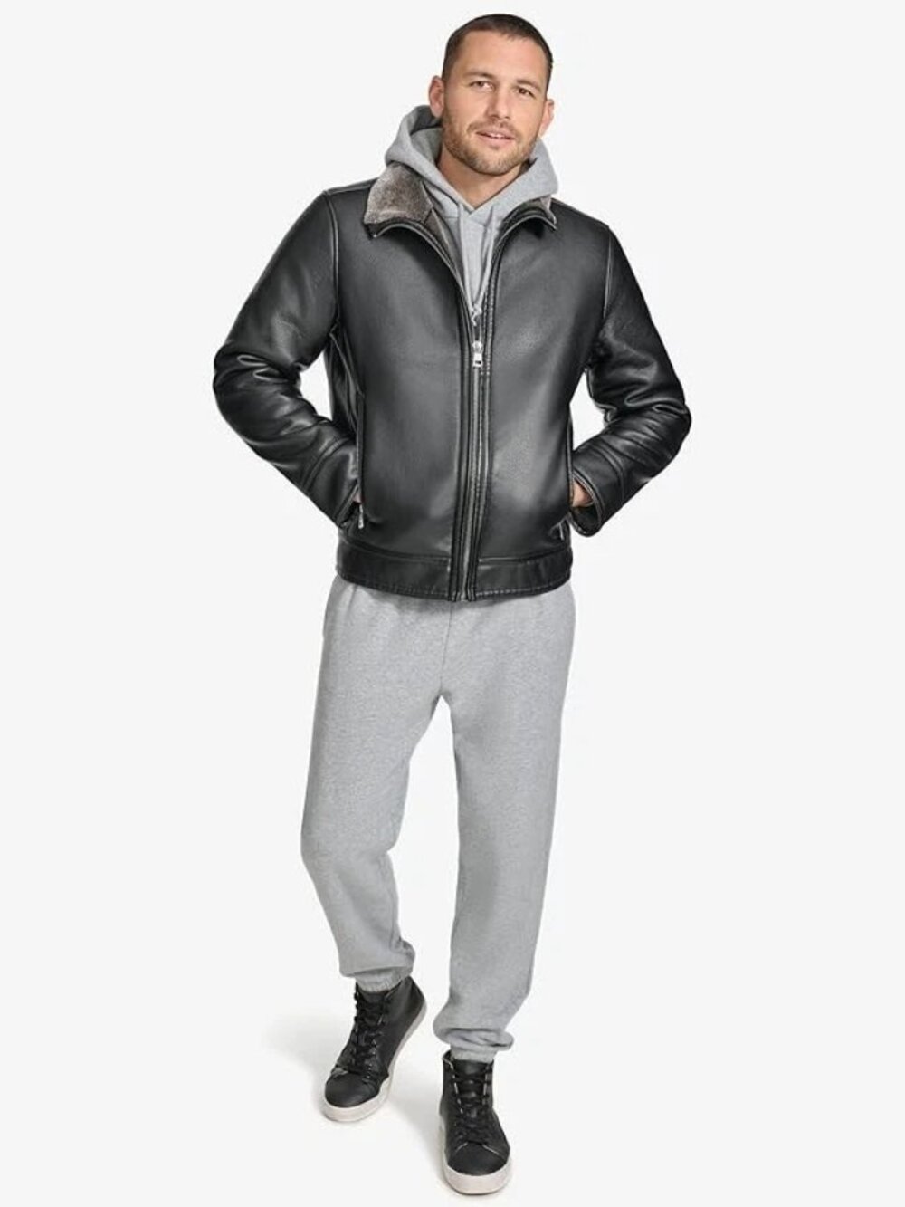 Calvin Klein Men's Essential Faux Fur Lining Jacket Balck Size XL New With Tags!